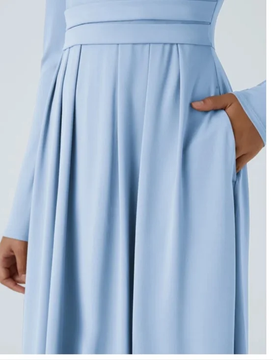 Long-Sleeve Light Blue Maxi Dress - Picture 3 of 6